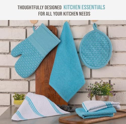 Lane Linen 16Pc Kitchen Towel Set - Heat Resistant Oven Mitts & Pot
