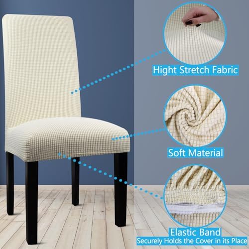 Blue Donuts Chair Covers for Dining Room Set of 2 Jacquard Spandex