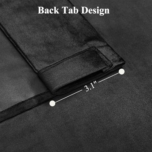 Black Velvet Blackout Curtains 120 Inches for Bedroom, Back Tab, 2