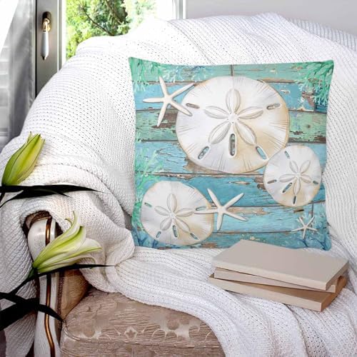 Pillow Covers 20x20 Set of 2, Coastal Sand Dollar Square Throw Pillow