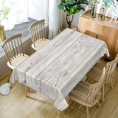 Vintage Grey Wood Rectangle Tablecloth, 60x120 Inch Natural Wooden