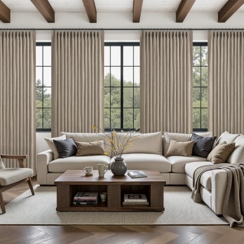 120 Inch Extra Long Pinch Pleat Blackout Heavy Linen
