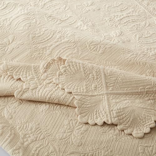 MarCielo 3-Piece 100% Cotton Oversized Bedspread Lightweight Quilt