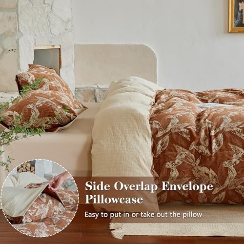 Simple&Opulence Muslin Duvet Cover Set Queen Size, 100% Washed Cotton