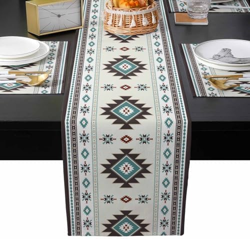 Boho Table Runner and Placemats Set of 4 Country Farmhouse Style