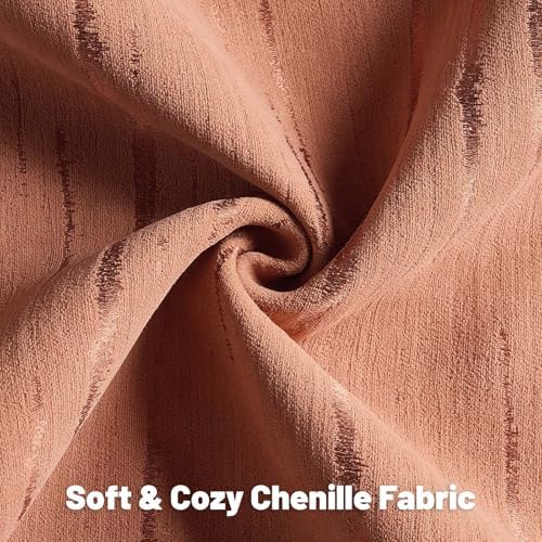 FUTEI Pack of 2 Chenille Striped Throw Pillow Covers 18x18 Inch,Rust