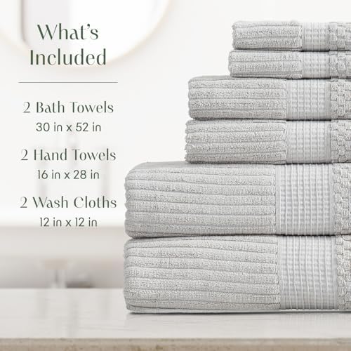 Springtree Home 100% Cotton Bath Towel Set | 6-Piece Set | Textured