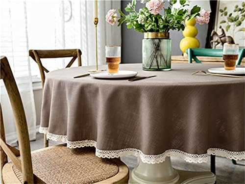 Linen Round Tablecloth Waterproof Wrinkle and Stain Resistant Washable