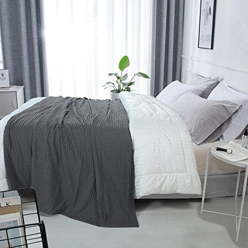 HILLFAIR 100% Combed Cotton Blanket– King Size Bed Blankets– Warm Soft