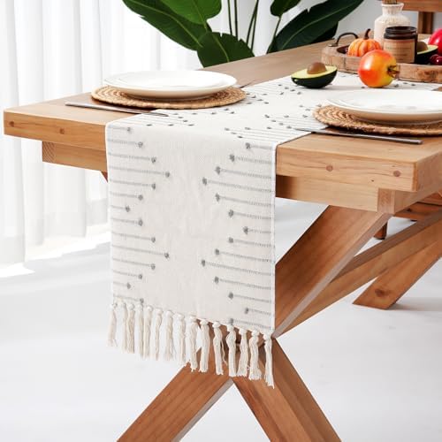 Chassic Boho Cotton Woven Table Runners, Country Rustic 72 inches Long