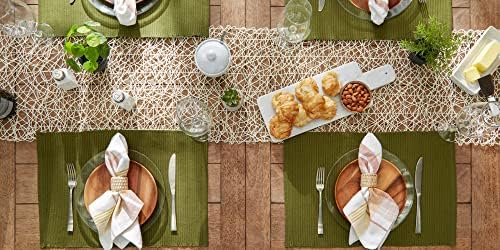 DII 100% Five-Ply Cotton Ribbed Texture Placemats, Set, 13x19 inch