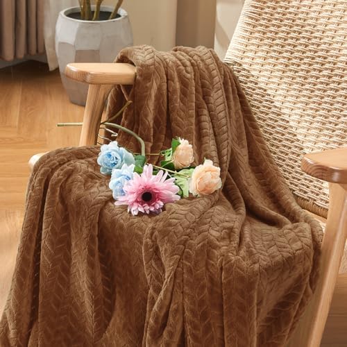 inhand Fleece Twin Blanket for Bed Chocolate Brown Throw Blanket for