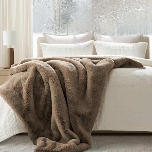 EVERGRACEHOME Luxury Soft Faux Chinchilla Fur Throw Blanket 60”x80”