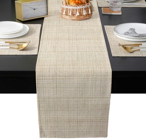 Beige Rustic Table Runner and Placemats for Dining Table, Burlap