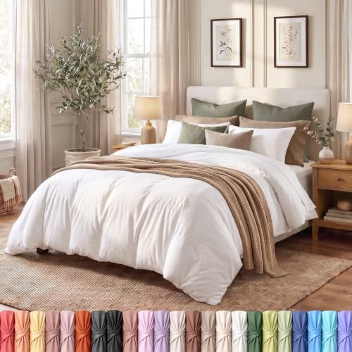 Duvet Cover Queen, 3 Piece Cotton Like Polyester With Zipper Closure