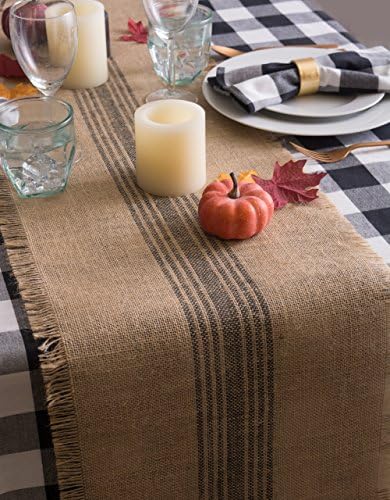 DII Sage Green Jute Burlap Table Runner, 14x72 Farmhouse Rustic Stripe