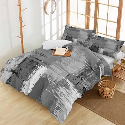 Duvet Cover Set Queen, Geometric Abstraction Paint Brush 3 Piece