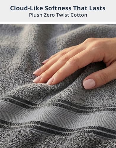 LANE LINEN Bath Towel Set 100% Cotton 6 Piece Soft Absorbent - Grey