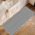 ZALL Grey Waffle Bath Mat,Super Absorbent Non Slip Long Bathroom