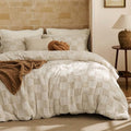 Bedsure King Size Comforter Set Boho, Vintage Plaid Bedding Set Beige