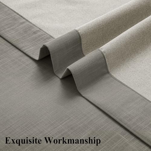 Frelement Full Blackout Curtains for Bedroom Living Room Linen