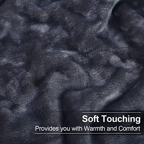 EASELAND Soft Lightweight Queen Size Fleece Blanket, Dark Grey 90x90