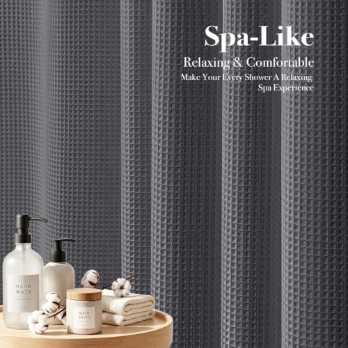 Dynamene Stall Waffle Shower Curtain Cotton Fabric 36x72 Charcoal Gray