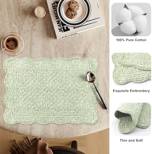 6 PC Quilted Placemats, 18"X13"Extra Large Cotton Placemats Set of 6
