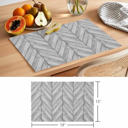 Cotton Linen Placemats for Dining Table Set of 8 Grey Wood Grain