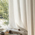 SUOUO Rustic Crinkled Linen Textured Semi-Sheer Curtains 84 Inches 2