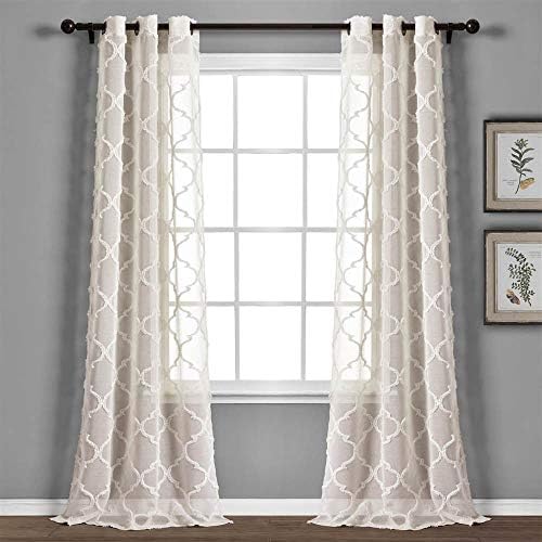 Lush Decor Avon Trellis Grommet Sheer Window Curtain Panels Pair 38" W