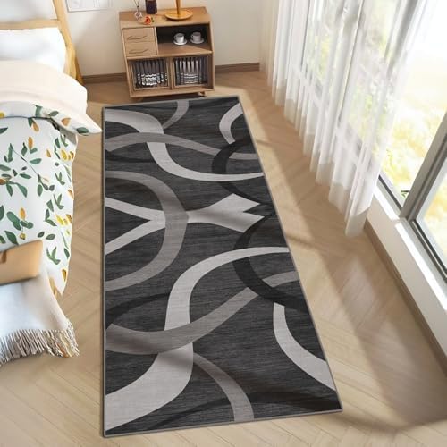 Grey Runner Rug 2x6 ft,Laundry Room Rug,Washable Bathroom Runner