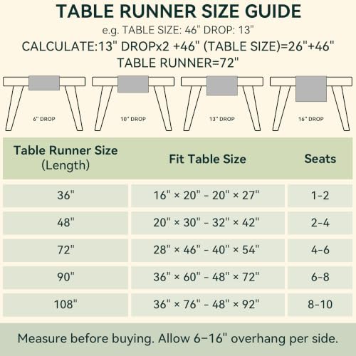 100% Pure Linen Extra Long Table Runner - 14 x 108 Inch Farmhouse