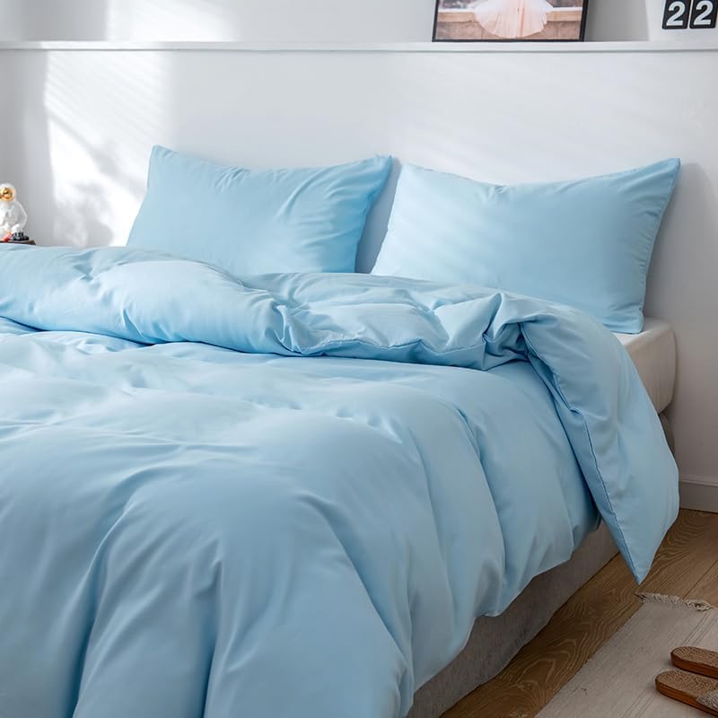 Textured Solid Duvet Cover Set,Microfiber Bedding, Soft Comforter