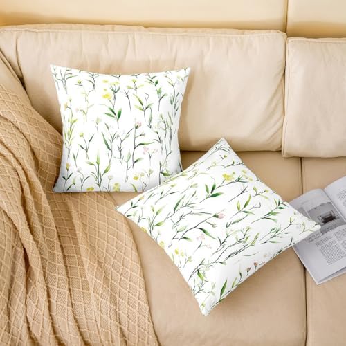 jejeloiu Botanical Floral Reversible Throw Pillow Covers for Girls