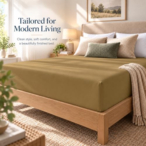 Queen Fitted Sheet 100% Parcale Cotton 15" Deep Taupe