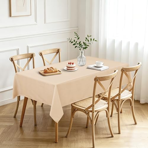 Hiasan Jacquard Textured Rectangle Tablecloth 52x70 Inch, Beige