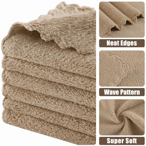 Kitinjoy 24 Pack Kitchen Cloths Dish Towels (7" x 9", Tan)
