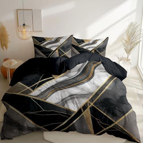 Aesthetic Bedding Grey Duvet Cover Queen Size, Reversible Abstract