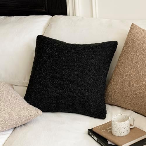 Foindtower Decorative Textured Boucle Throw Pillow Covers Accent Solid