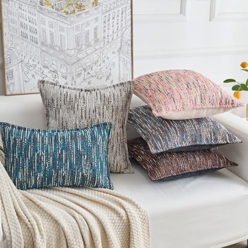 Series Fringe Boho Throw Pillow Cover, Linen Woven Luxury Thick