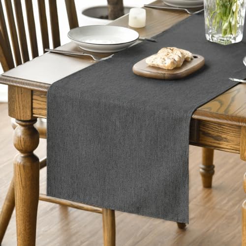 Artoid Mode Grey Table Runner, Seasonal Washable Kitchen Dining Table