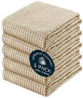 5 Pack 100% Cotton Dual Tone Waffle Weave Kitchen Towels, 16x26 Inch