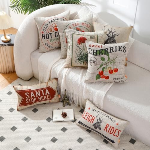Vintage Botanical Pillow Cover 18x18, Square Polyester Cushion Case