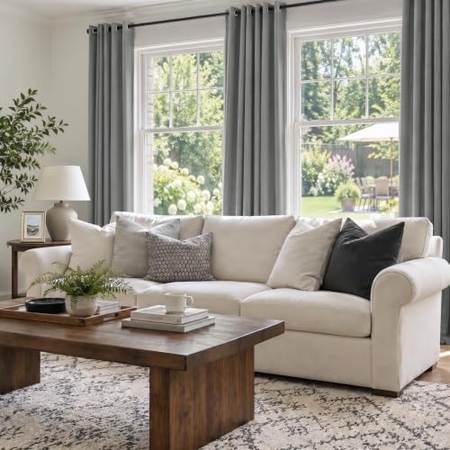100% Blackout Shield Total Blackout Curtains Faux Linen Textured