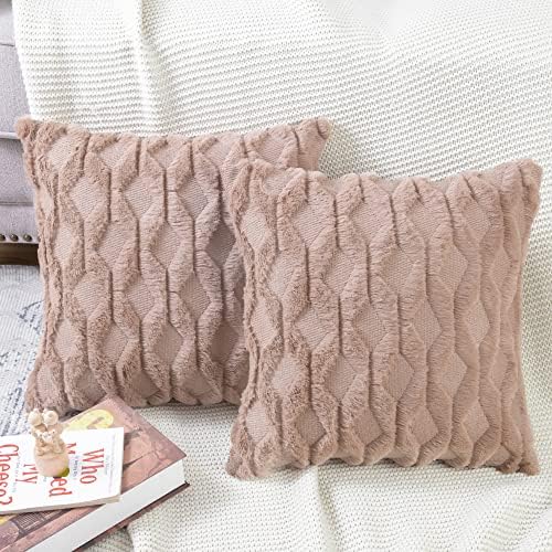 MADIZZ Set of 2 Soft Polyester Short Wool Velvet Decorative Throw