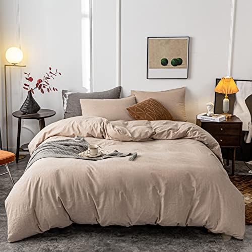 Janlive Washed Cotton Duvet Cover Full Ultra Soft 100% Cotton Solid