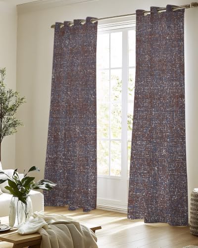 Vintage Sepia Sheer Curtains for Living Room 96 inch Length 2 Panels