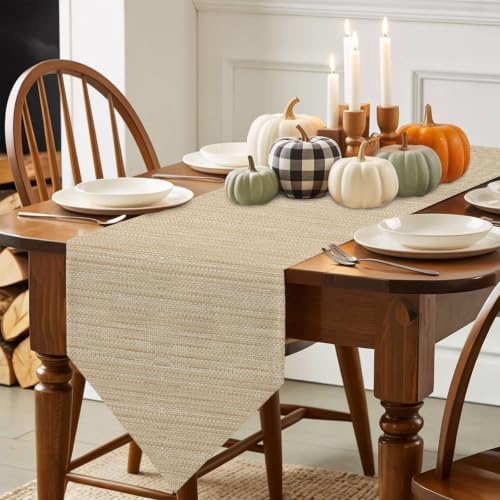 Modern Minimalist Art Table Runner 108 Inches Long, Solid Color Linen