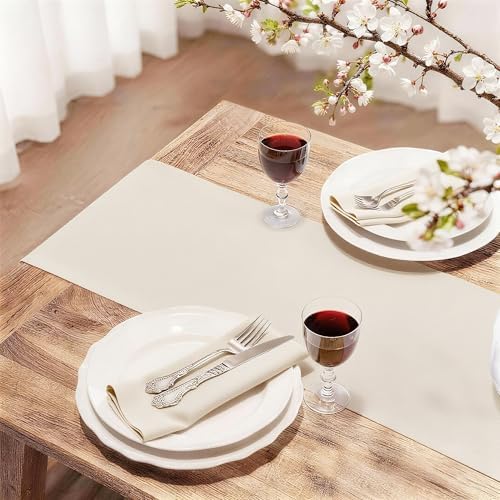 FOLINS&HOME Beige Waterproof Decorative Table Runner 36 Inches Long